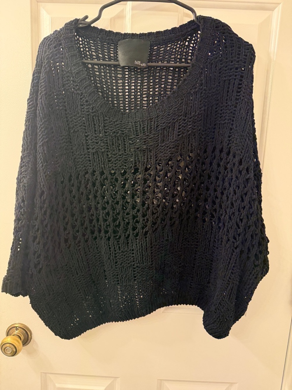 Fate by LFD Black Open-Knit Scoop Neck Sweater